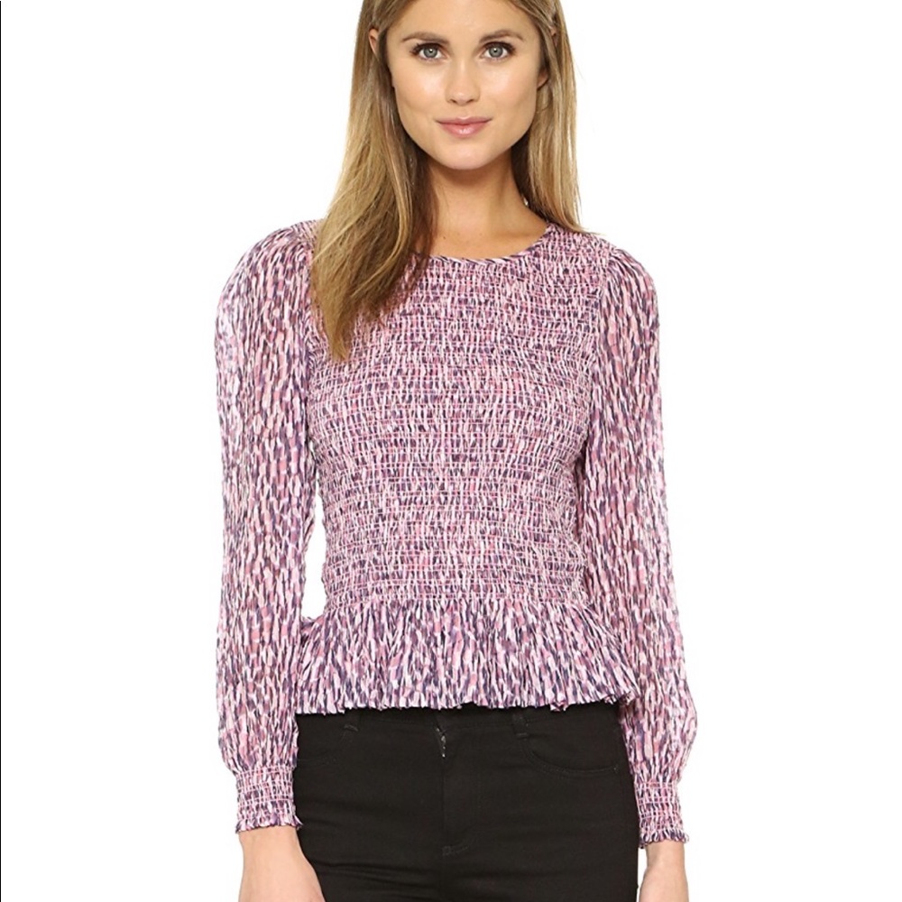 Rebecca Taylor Mirage Print Smocked Top, size 0